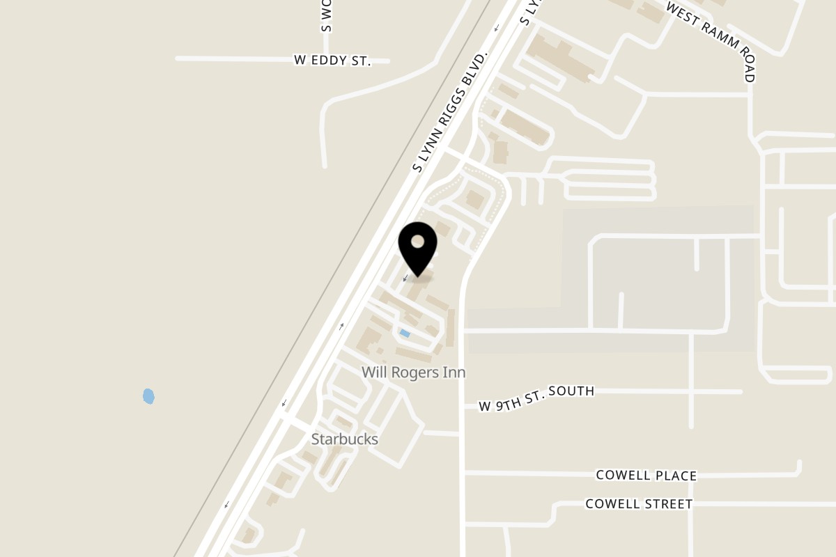 Map showing the location of Eggbert's Claremore on 900 South Lynn Riggs Boulevard in Claremore
